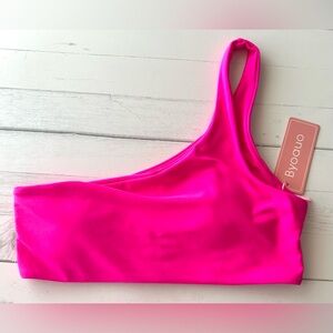 Byoauo Pink One Shoulder Bikini Top S Women’s Great Fun Bright Color